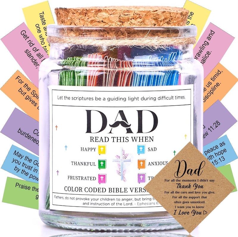 SOLMAYCO Bible Verse Jar for Dad – 92 Scriptures for Encouragement & Strength | Christian Easter Gift for Father | Spiritual Keepsake Jar with Daily Affirmations | Faith-Based Birthday or Easter Gift for Men - Image 1